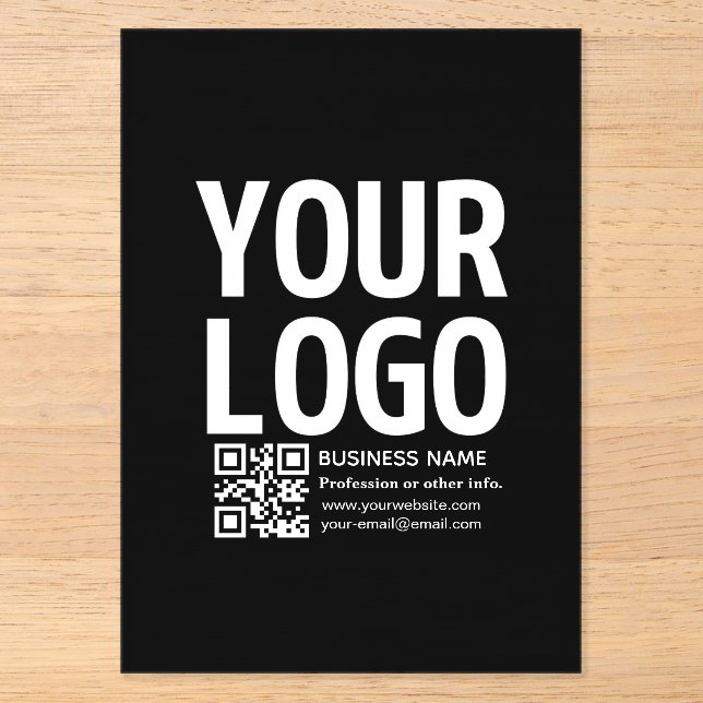 Your Logo w/Editable QR code & Text  Acrylic Invitations (Front)