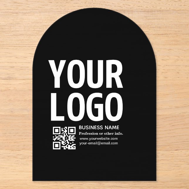Your Logo w/Editable QR code & Text  Acrylic Invitations (Front)