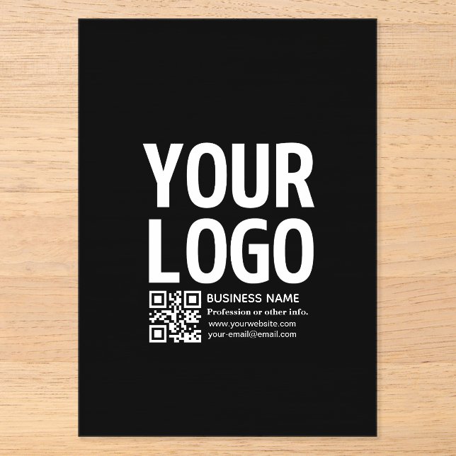 Your Logo w/Editable QR code & Text  Acrylic Invitations (Front)