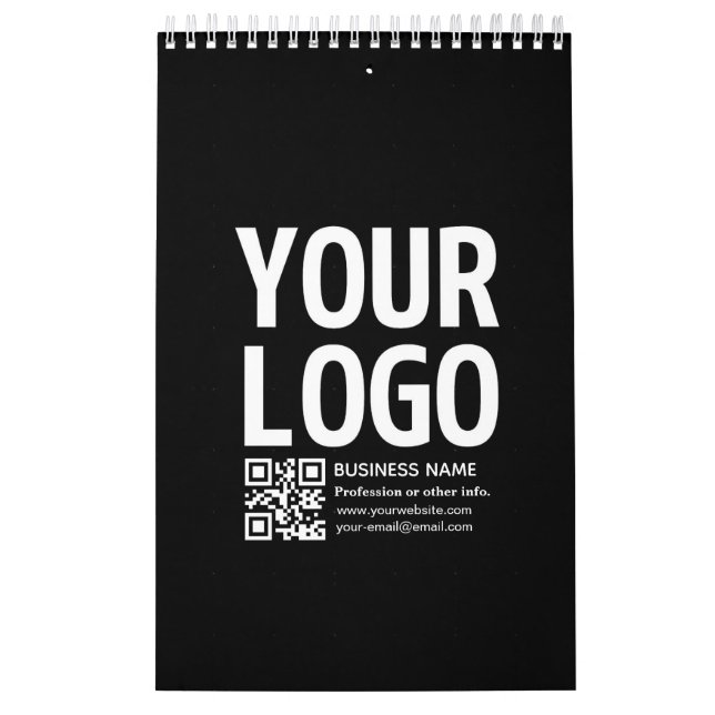 Your Logo w/Editable QR code & Text  Calendar (Cover)