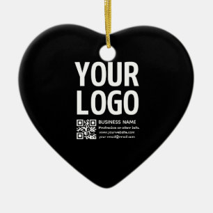 Your Logo w/Editable QR code & Text Ceramic Ornament