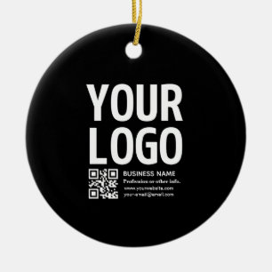 Your Logo w/Editable QR code & Text Ceramic Ornament