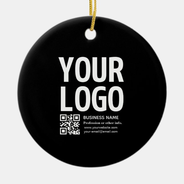 Your Logo w/Editable QR code & Text  Ceramic Ornament (Front)