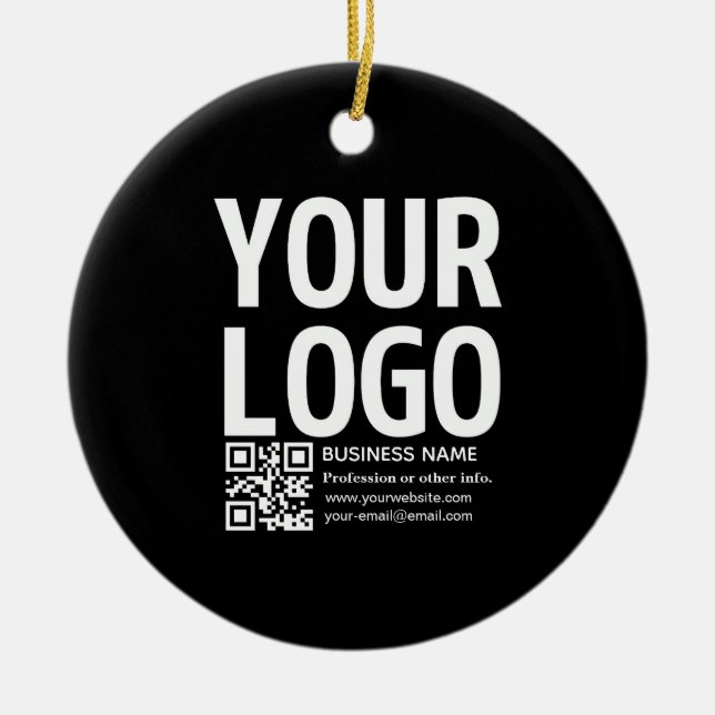 Your Logo w/Editable QR code & Text  Ceramic Ornament (Front)