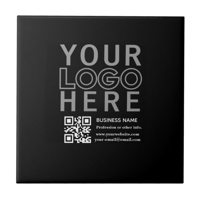 Your Logo w/Editable QR code & Text  Ceramic Tile (Front)