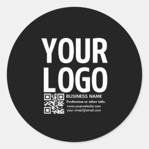Your Logo w/Editable QR code & Text Classic Round Sticker