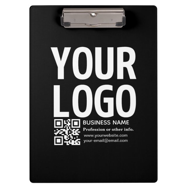 Your Logo w/Editable QR code & Text  Clipboard (Front)