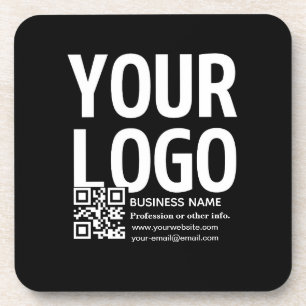Your Logo w/Editable QR code & Text Coaster