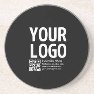 Your Logo w/Editable QR code & Text  Coaster