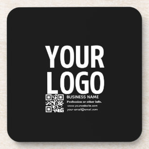 Your Logo w/Editable QR code & Text  Coaster