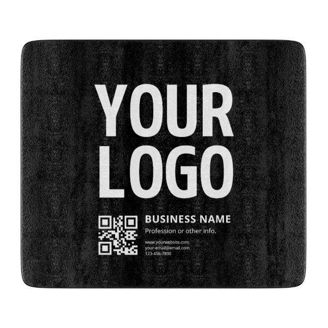 Your Logo w/Editable QR code & Text Cutting Board (Front)
