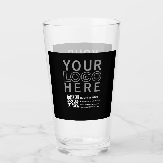 Your Logo w/Editable QR code & Text Glass (Front)