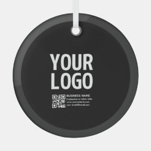Your Logo w/Editable QR code & Text Glass Tree Decoration
