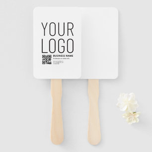 Your Logo w/Editable QR code & Text Hand Fan