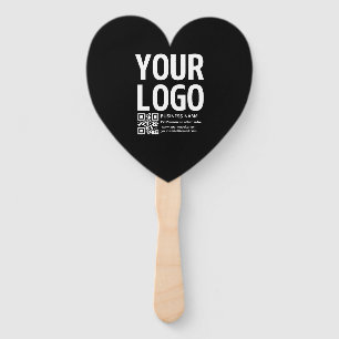 Your Logo w/Editable QR code & Text Hand Fan