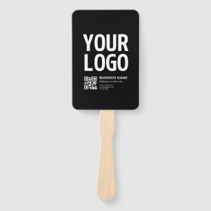 Your Logo w/Editable QR code & Text Hand Fan