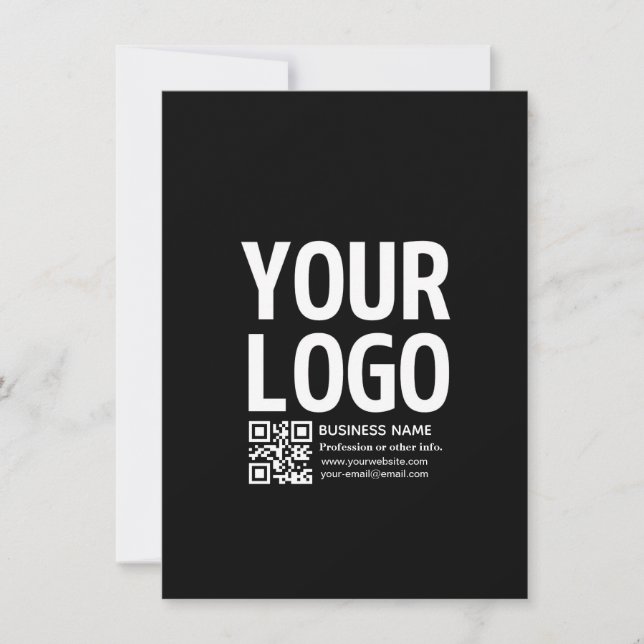 Your Logo w/Editable QR code & Text  Holiday Card (Front)