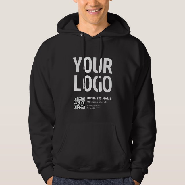 Your Logo w/Editable QR code & Text Hoodie (Front)