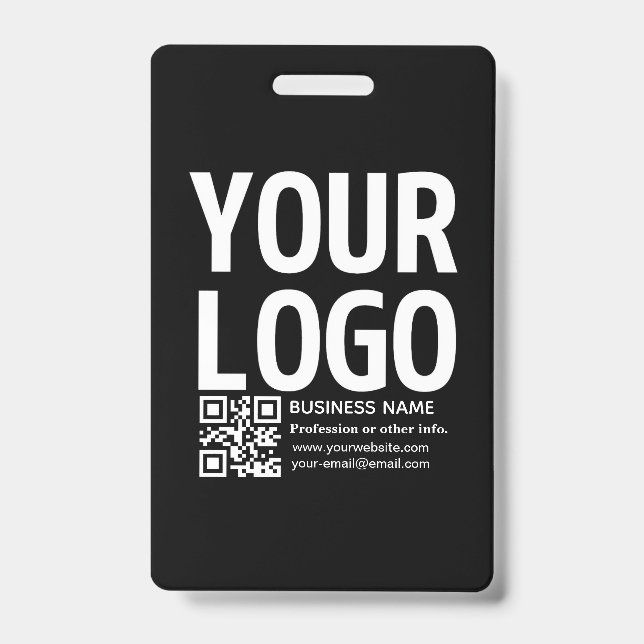 Your Logo w/Editable QR code & Text  ID Badge (Front)