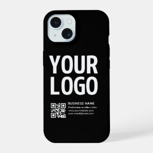 Your Logo w/Editable QR code & Text iPhone 15 Case