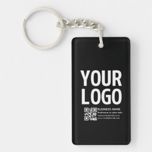 Your Logo w/Editable QR code & Text Key Ring