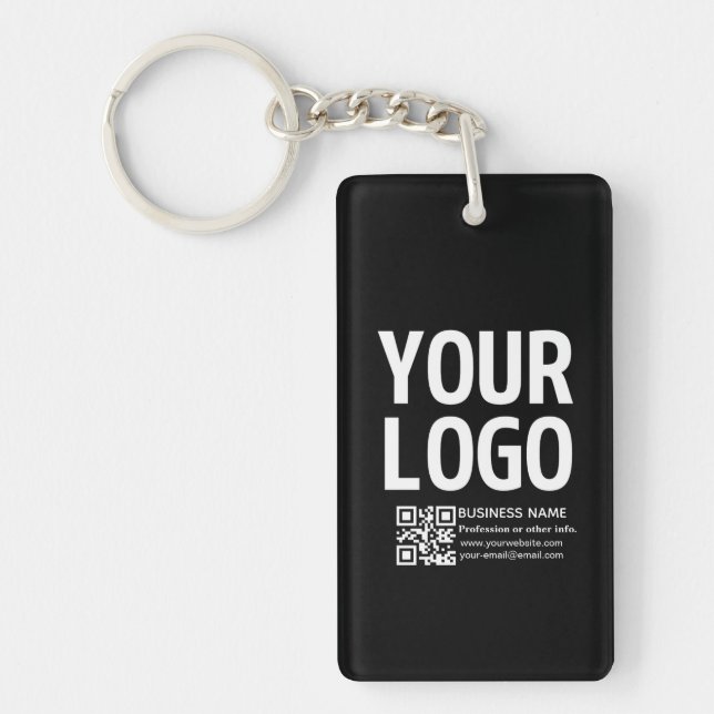 Your Logo w/Editable QR code & Text  Key Ring (Front)