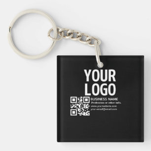 Your Logo w/Editable QR code & Text Key Ring