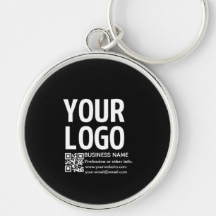 Your Logo w/Editable QR code & Text Key Ring
