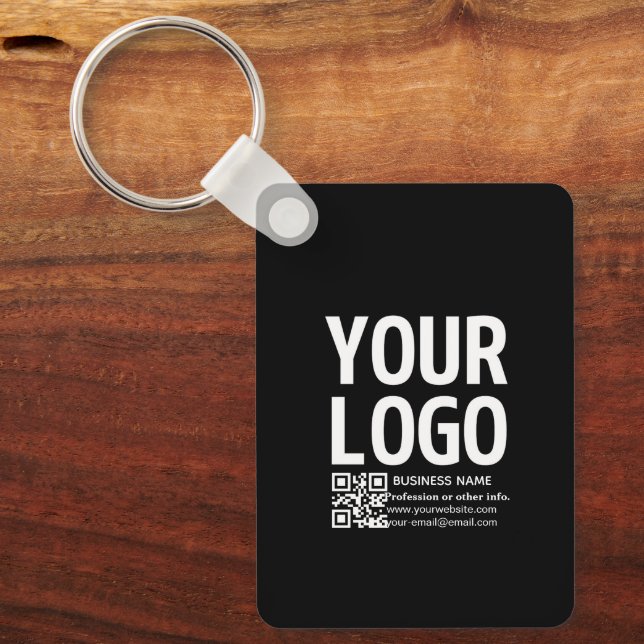 Your Logo w/Editable QR code & Text  Key Ring (Front)