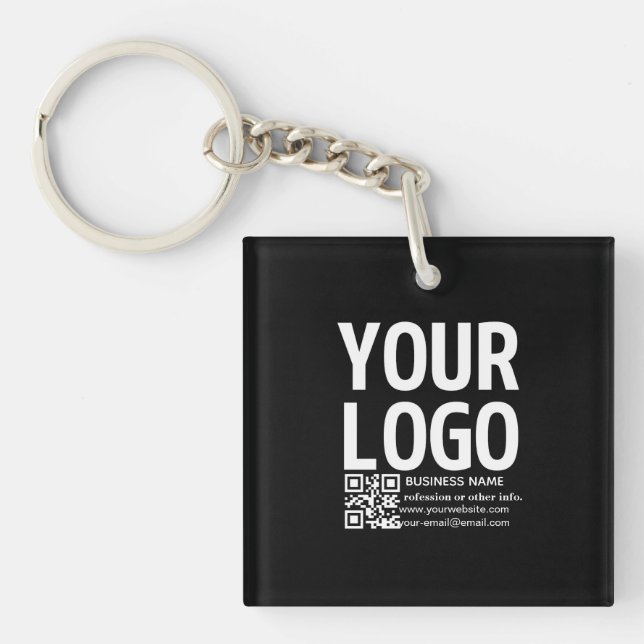 Your Logo w/Editable QR code & Text  Key Ring (Front)