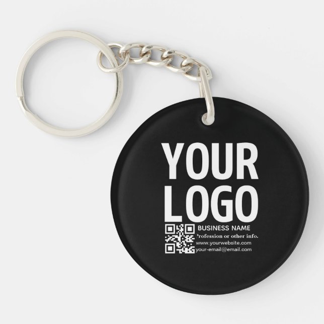 Your Logo w/Editable QR code & Text  Key Ring (Front)