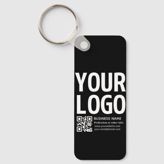 Your Logo w/Editable QR code & Text  Key Ring (Front)