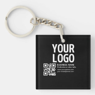 Your Logo w/Editable QR code & Text Key Ring
