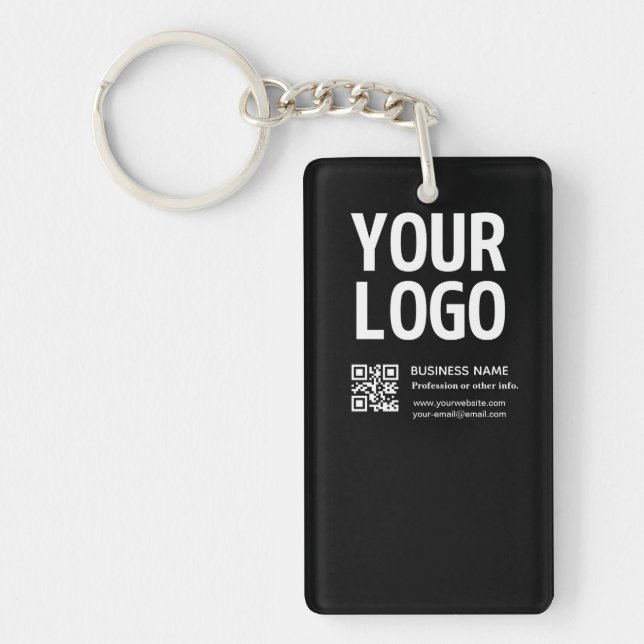 Your Logo w/Editable QR code & Text  Key Ring (Front)