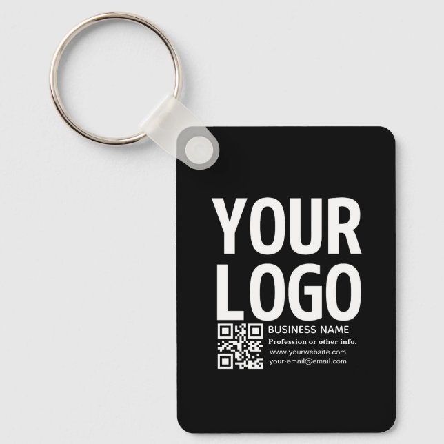 Your Logo w/Editable QR code & Text  Key Ring (Front)