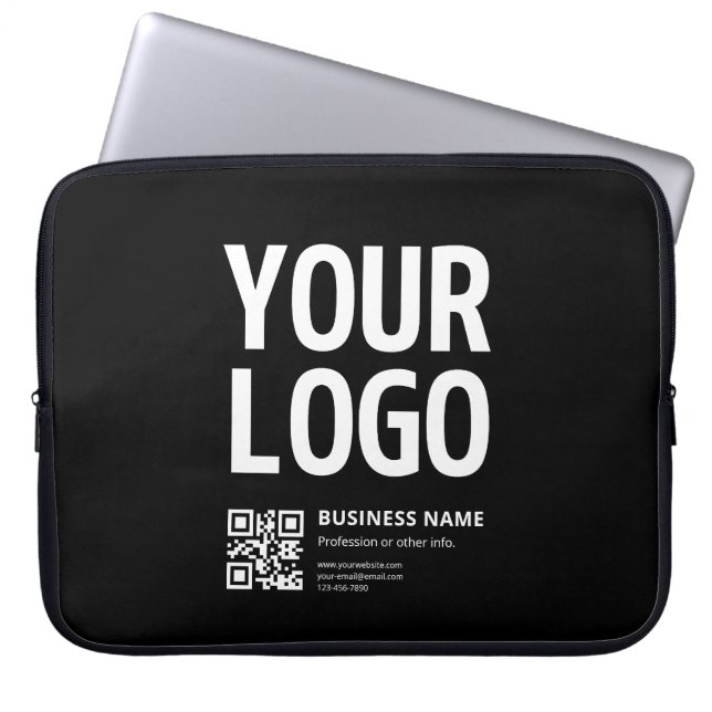 Your Logo w/Editable QR code & Text Laptop Sleeve (Front)