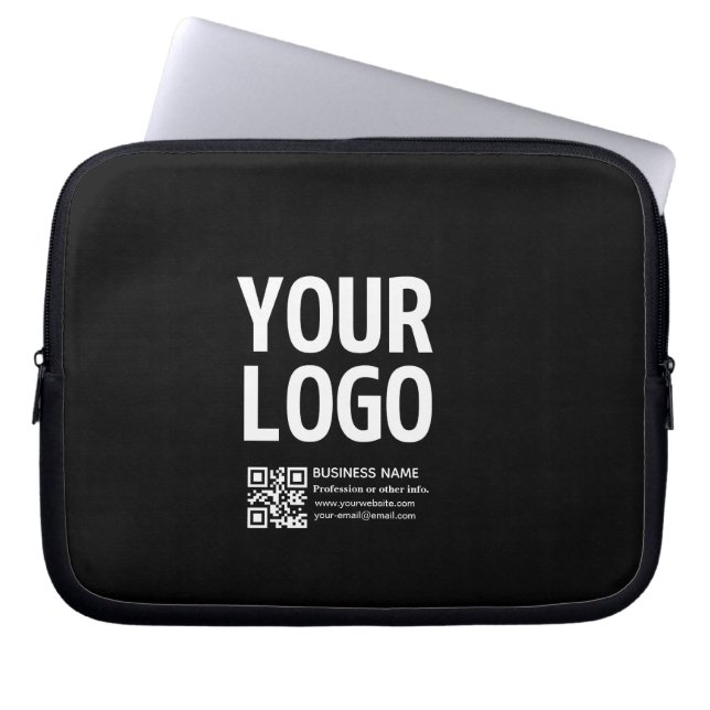 Your Logo w/Editable QR code & Text  Laptop Sleeve (Front)