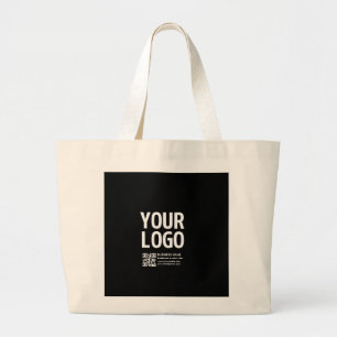 Your Logo w/Editable QR code & Text Large Tote Bag