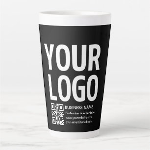 Your Logo w/Editable QR code & Text Latte Mug