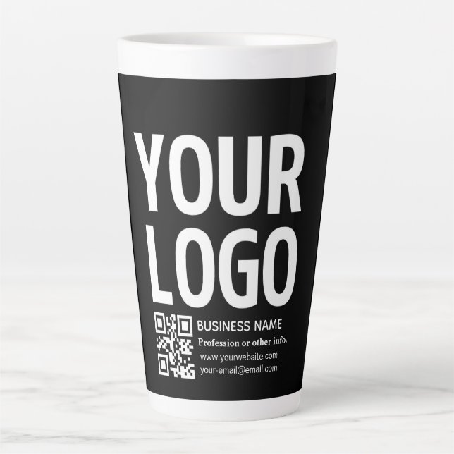 Your Logo w/Editable QR code & Text  Latte Mug (Front)