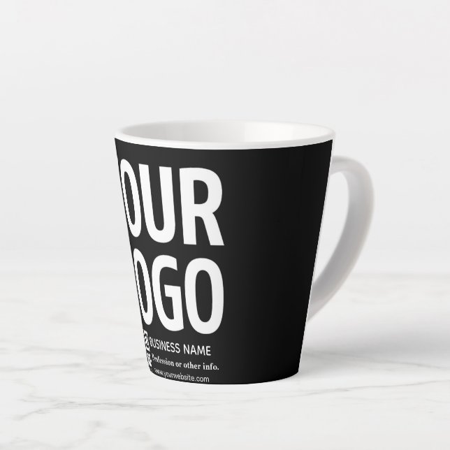 Your Logo w/Editable QR code & Text  Latte Mug (Right Angle)