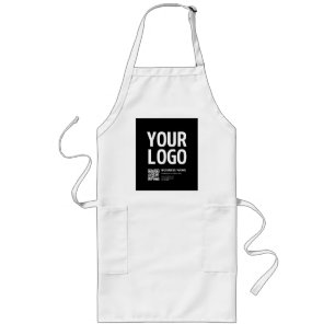 Your Logo w/Editable QR code & Text Long Apron