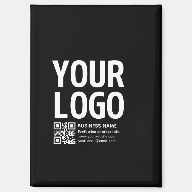 Your Logo w/Editable QR code & Text  Magnet (Front)