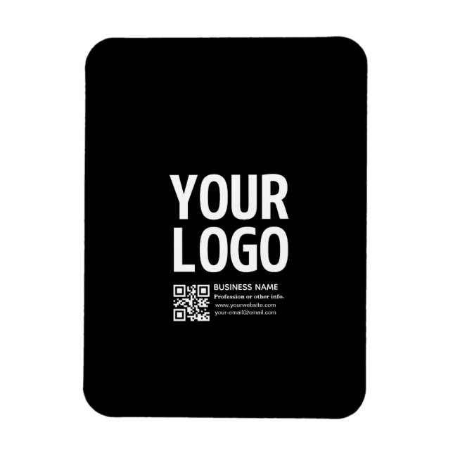 Your Logo w/Editable QR code & Text  Magnet (Vertical)