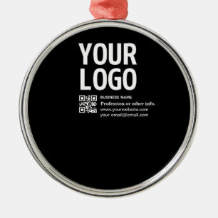 Your Logo w/Editable QR code & Text Metal Ornament
