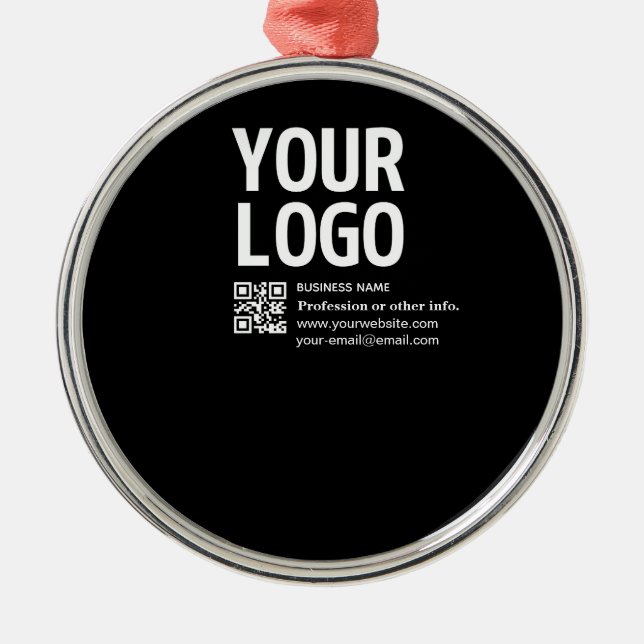 Your Logo w/Editable QR code & Text  Metal Ornament (Front)