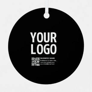 Your Logo w/Editable QR code & Text Metal Tree Decoration