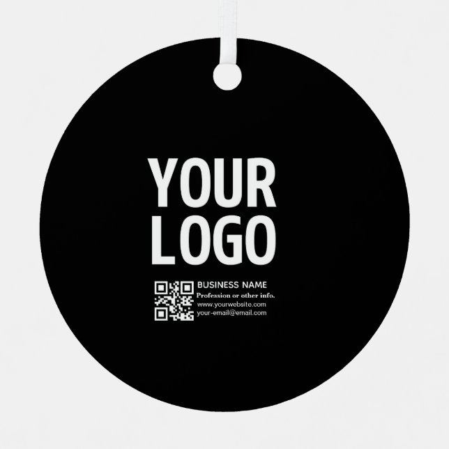 Your Logo w/Editable QR code & Text  Metal Tree Decoration (Front)