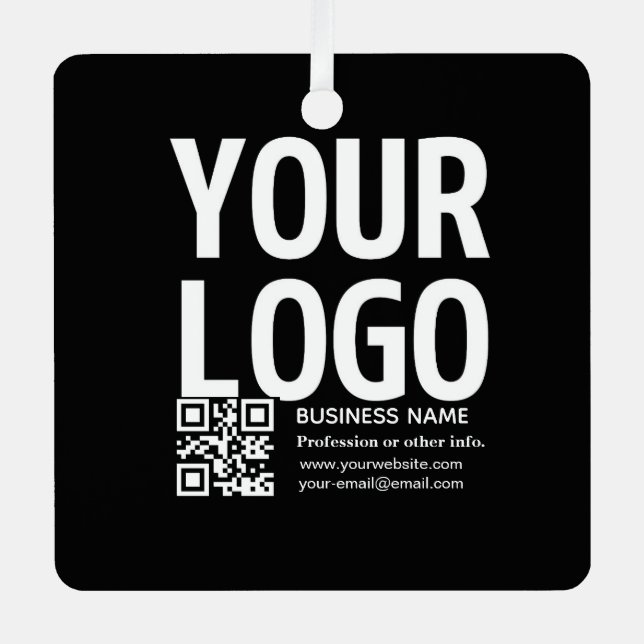 Your Logo w/Editable QR code & Text  Metal Tree Decoration (Front)