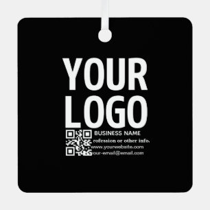 Your Logo w/Editable QR code & Text Metal Tree Decoration